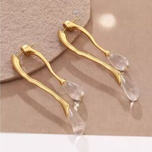 Earrings Front Back Double Drop Drippy Lucite Gold Alexis Bittar STYLE D03